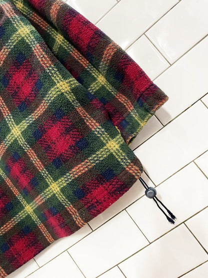 vintage 90s cherokee 1/4 zip plaid fleece pullover - good market thrift store