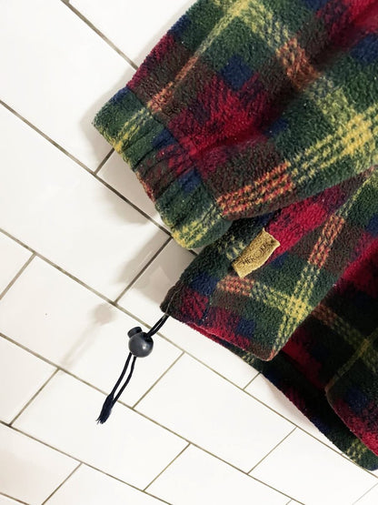 vintage 90s cherokee 1/4 zip plaid fleece pullover - good market thrift store