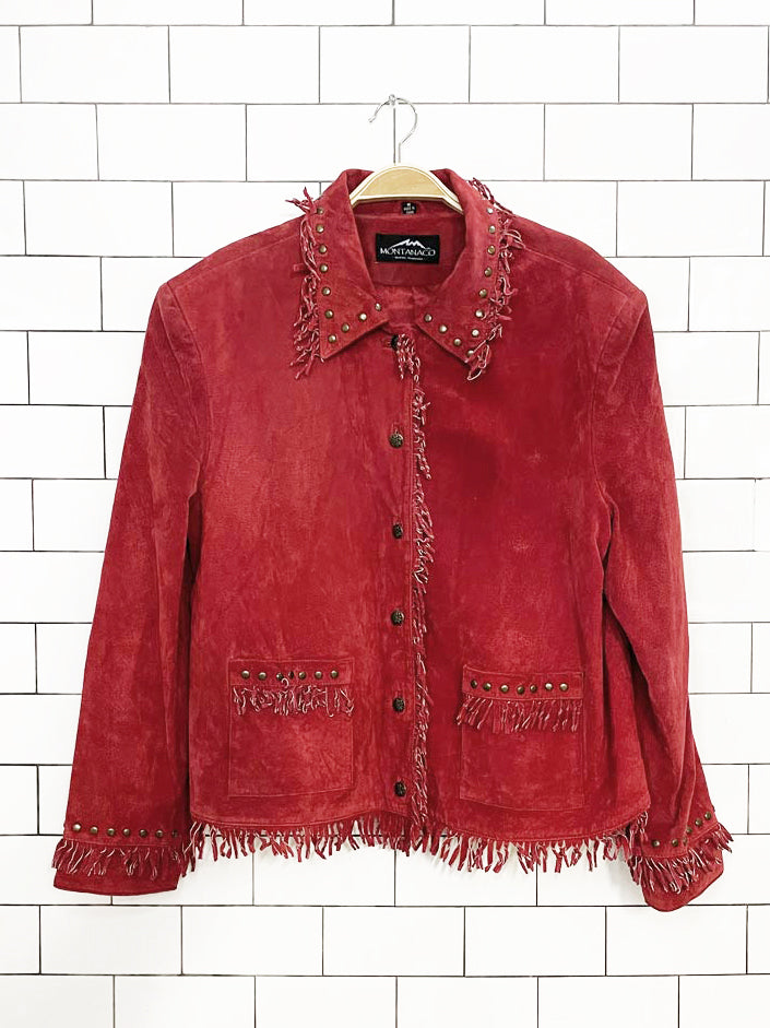vintage 00s montanaco suede fringe studded western jacket