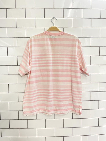 vintage 80s tabi pink stripe pocket tee - good market thrift store