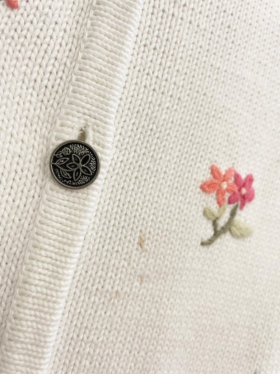 vintage 00s embroidered garden knit cardigan top - good market thrift store