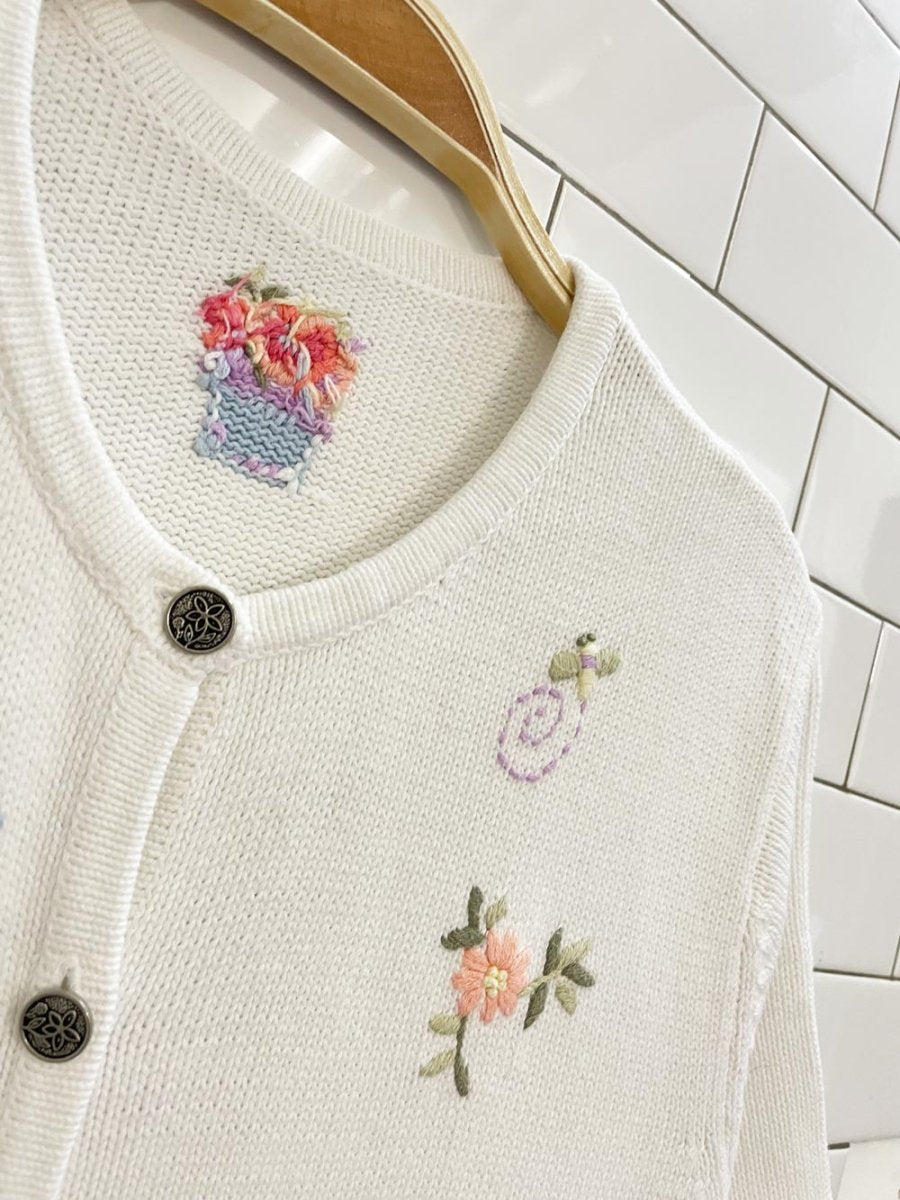 vintage 00s embroidered garden knit cardigan top - good market thrift store