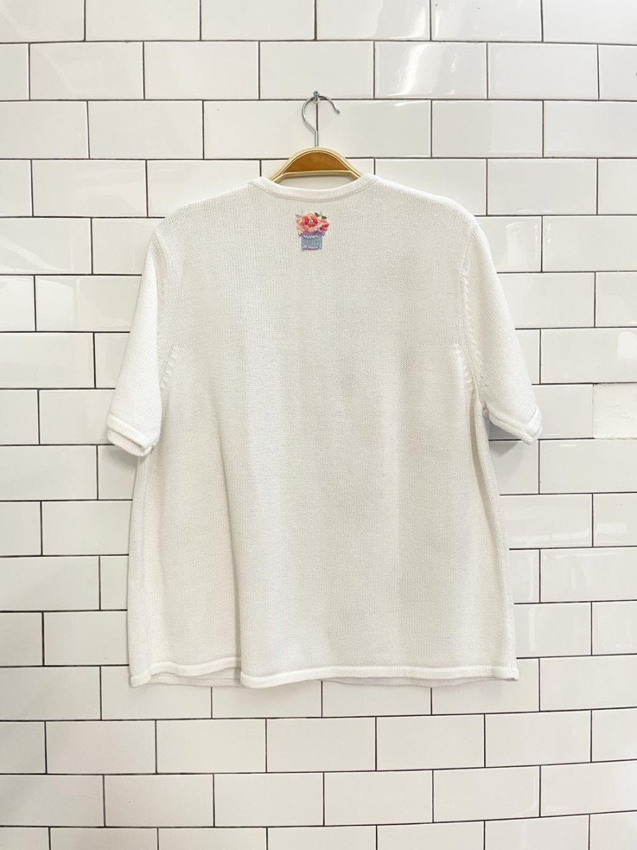 vintage 00s embroidered garden knit cardigan top - good market thrift store