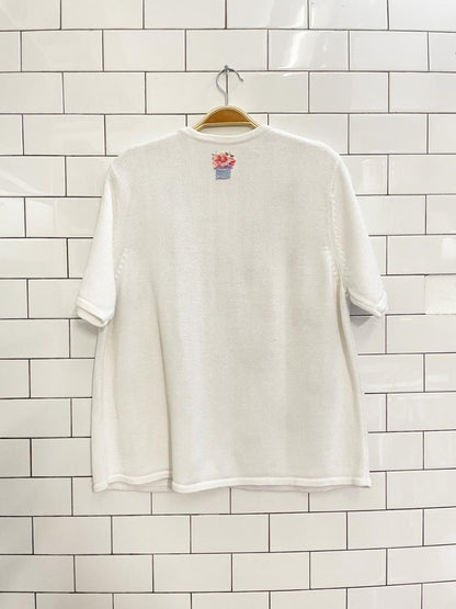 vintage 00s embroidered garden knit cardigan top - good market thrift store