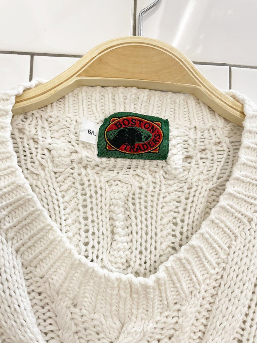 vintage boston traders hand - knit compass + flags chunky sweater - good market thrift store