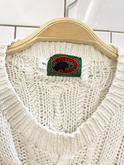 vintage boston traders hand - knit compass + flags chunky sweater - good market thrift store