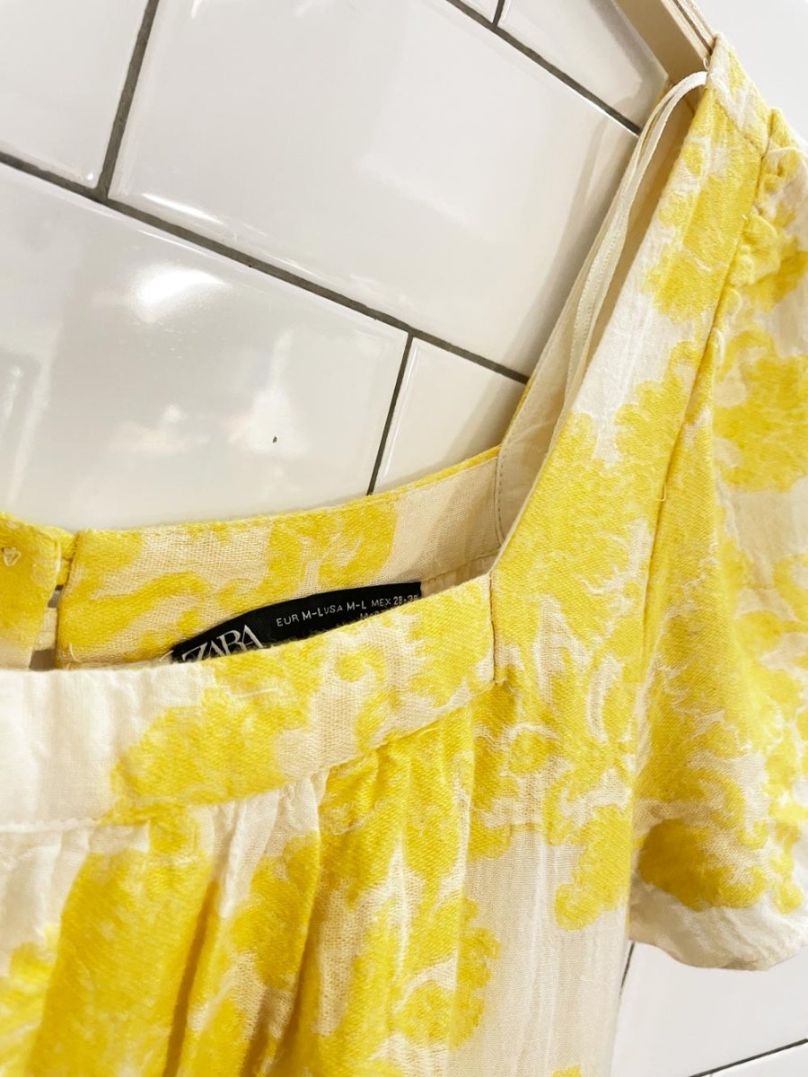 zara textured floral tiered midi dress - good market thrift store