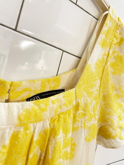 zara textured floral tiered midi dress - good market thrift store