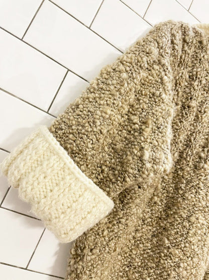 vintage hand - knit two tone chunky boucle polo - good market thrift store