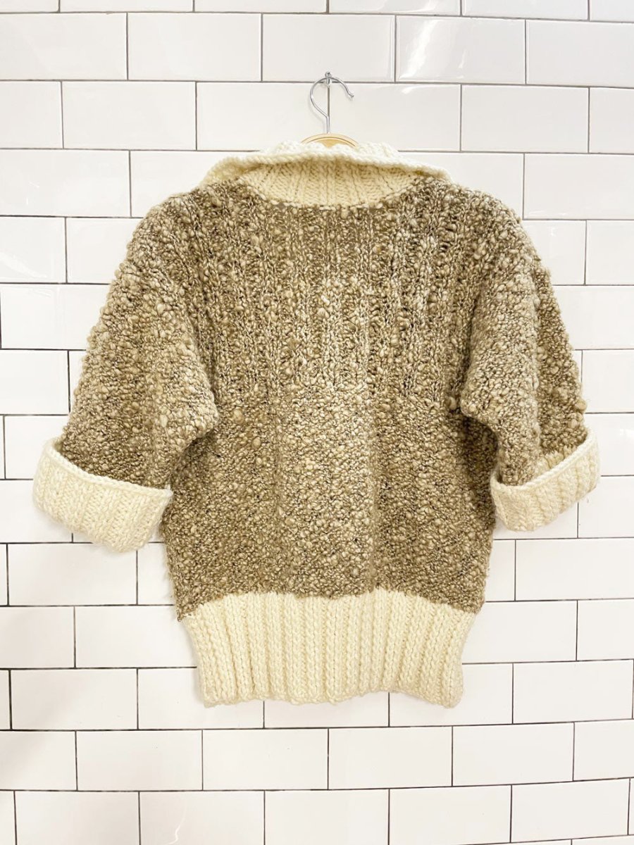 vintage hand - knit two tone chunky boucle polo - good market thrift store