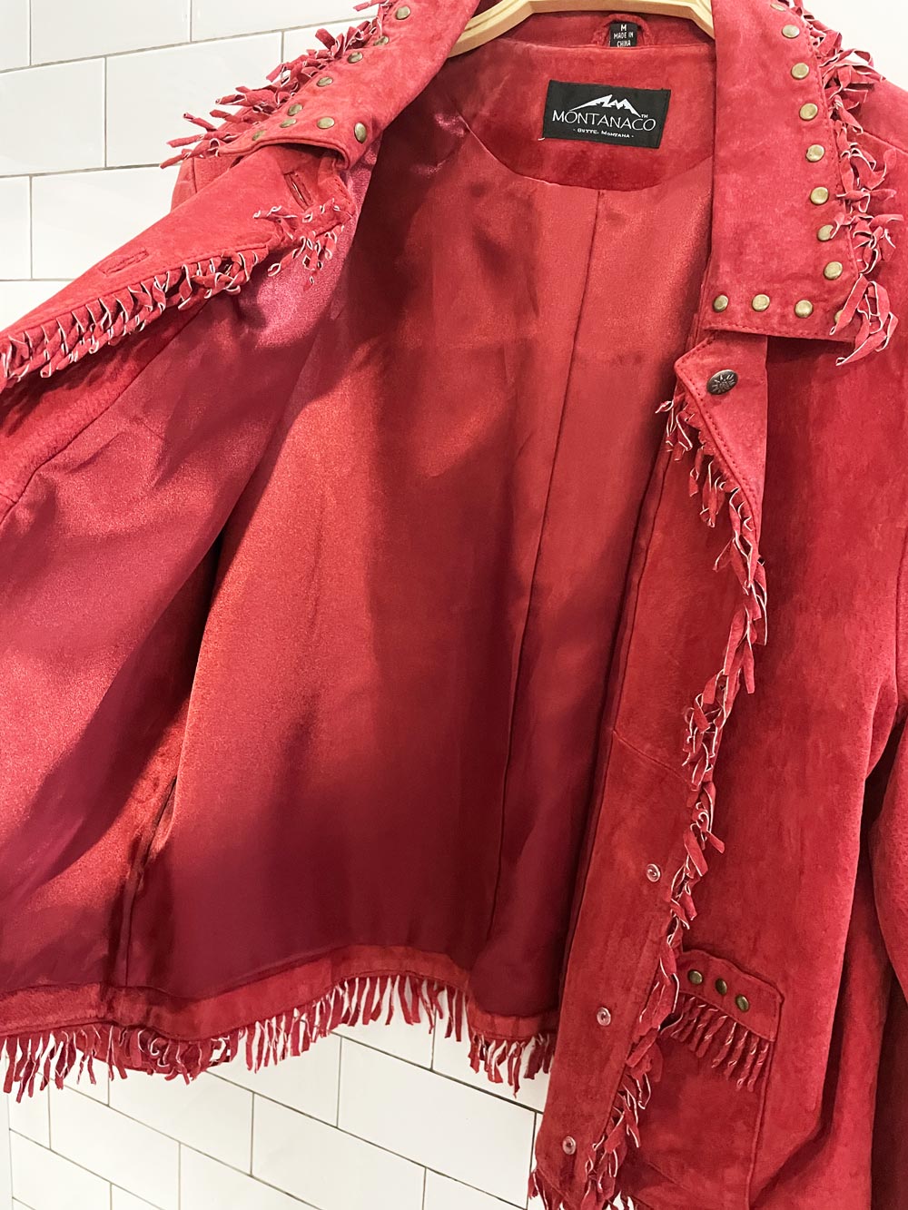 vintage 00s montanaco suede fringe studded western jacket