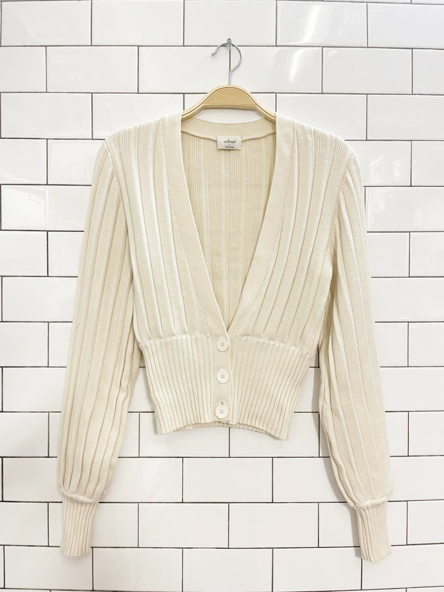 wilfred thais wool - blend balloon sleeve knit cardigan | aritzia - good market thrift store