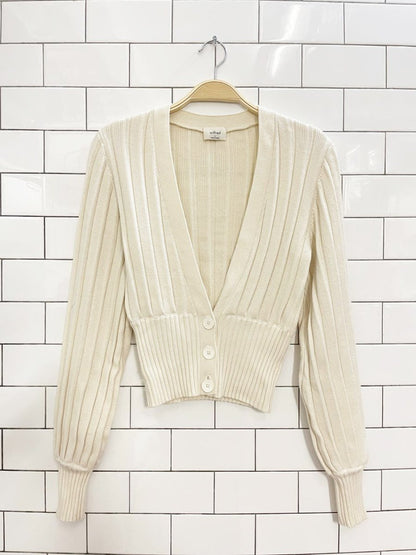 wilfred thais wool - blend balloon sleeve knit cardigan | aritzia - good market thrift store