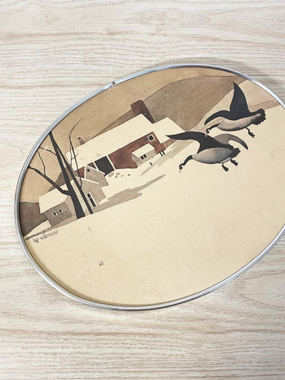 vintage henderson canada geese snow print | oval framed - good market thrift store