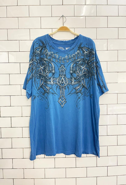 y2k affliction metal skulls + wings tee - good market thrift store