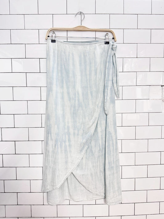 cloth & stone cali stripe wrap denim chambray midi skirt | anthropologie
