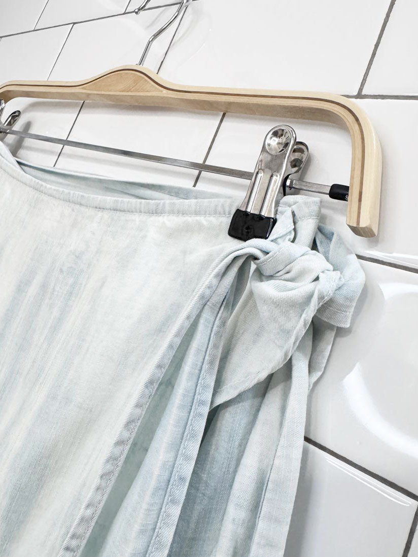cloth & stone cali stripe wrap denim chambray midi skirt | anthropologie