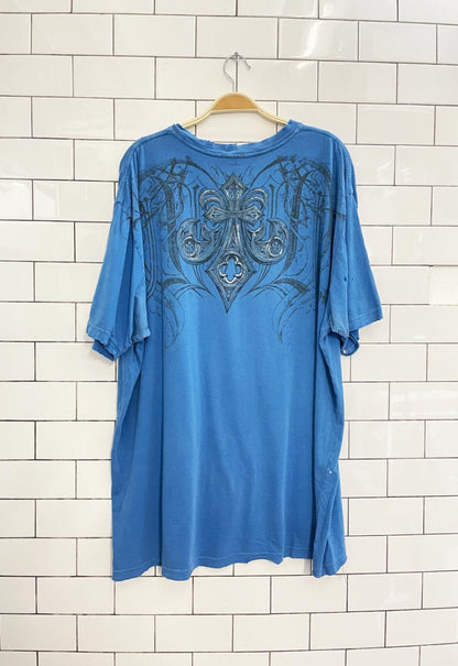 y2k affliction metal skulls + wings tee - good market thrift store