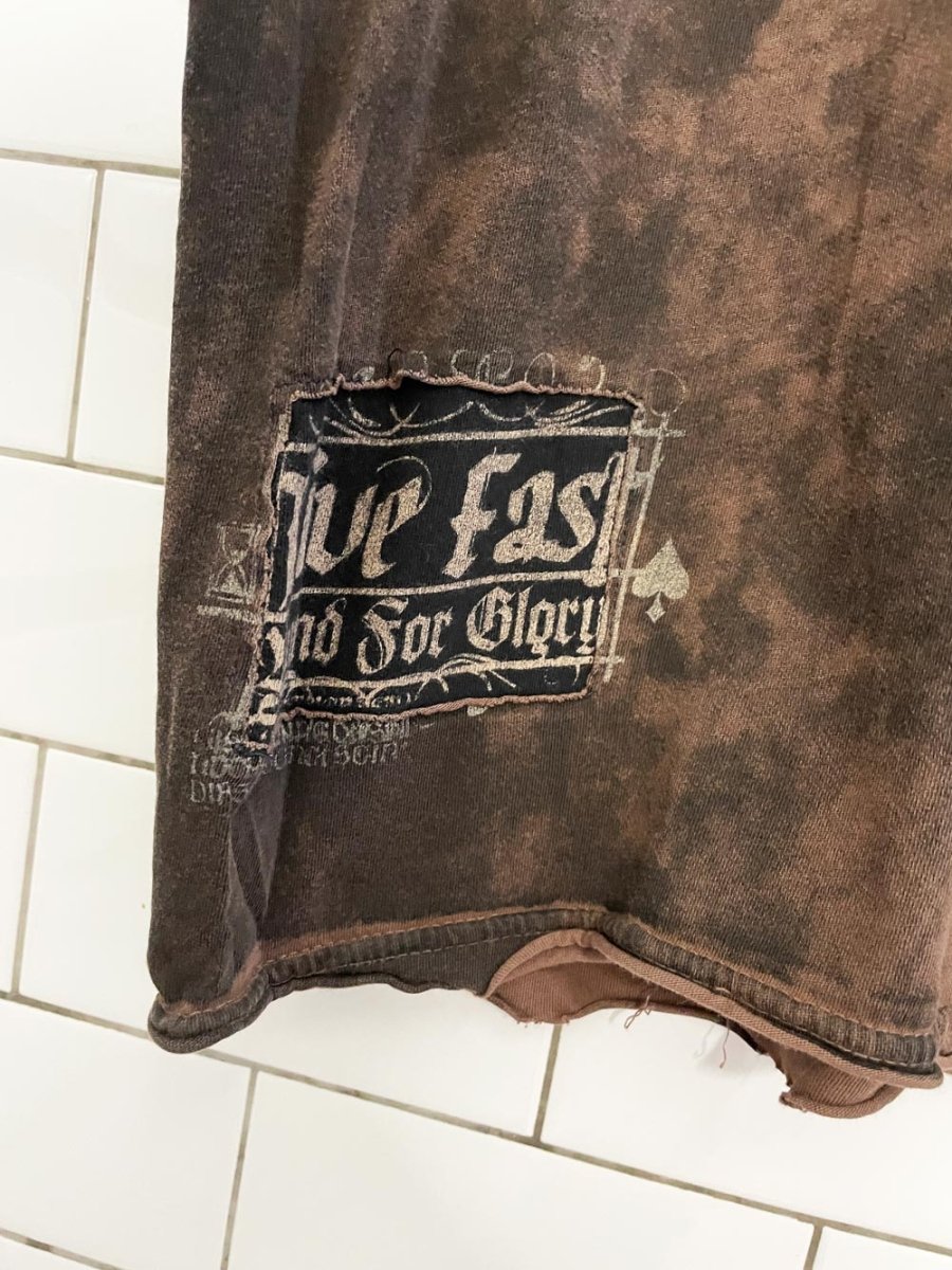 y2k affliction motor spirit patchwork skull tee - good market thrift store