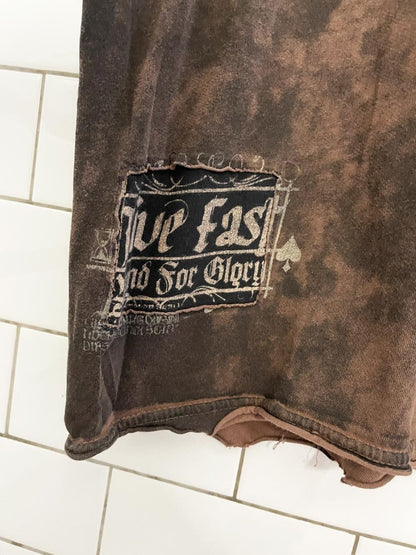 y2k affliction motor spirit patchwork skull tee - good market thrift store