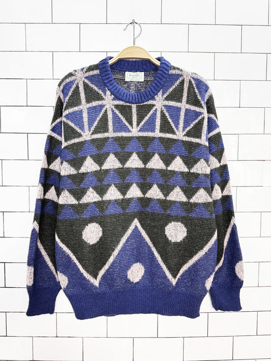 vintage 80s benetton kid mohair-blend geo knit sweater | united colors of benetton