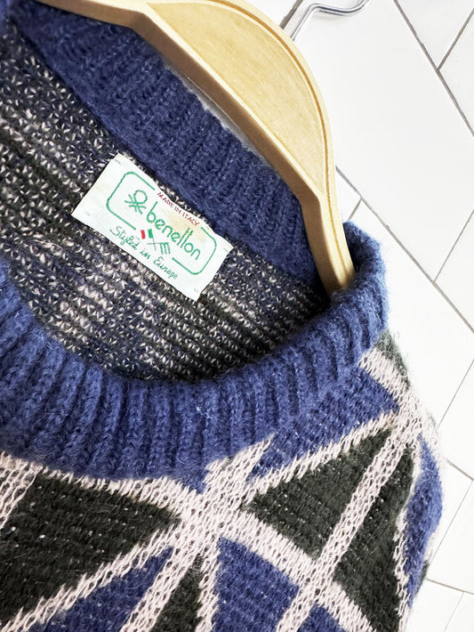 vintage 80s benetton kid mohair-blend geo knit sweater | united colors of benetton