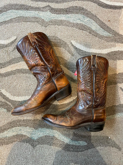 vintage canada west chief stitched leather cowboy boot