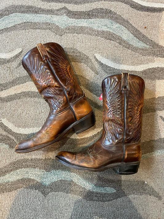 vintage canada west chief stitched leather cowboy boot