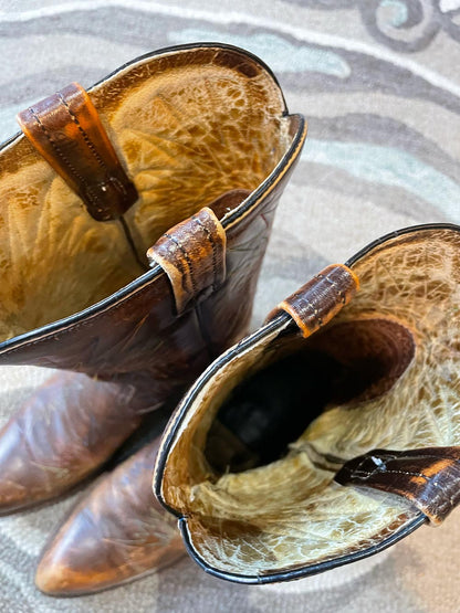 vintage canada west chief stitched leather cowboy boot