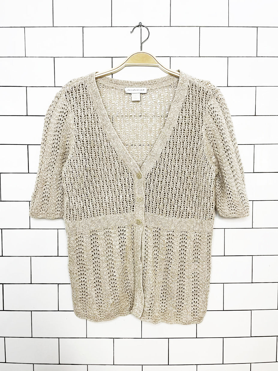 vintage christopher & banks loose crochet knit cardigan top