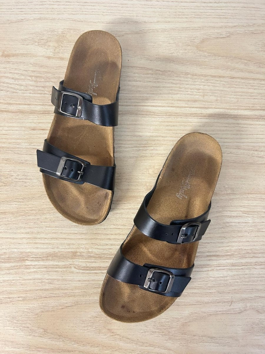 made in italy leather two strap sandal - good market thrift store