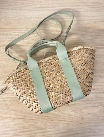 woven straw drawstring lined beach bag - good market thrift store