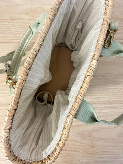 woven straw drawstring lined beach bag - good market thrift store