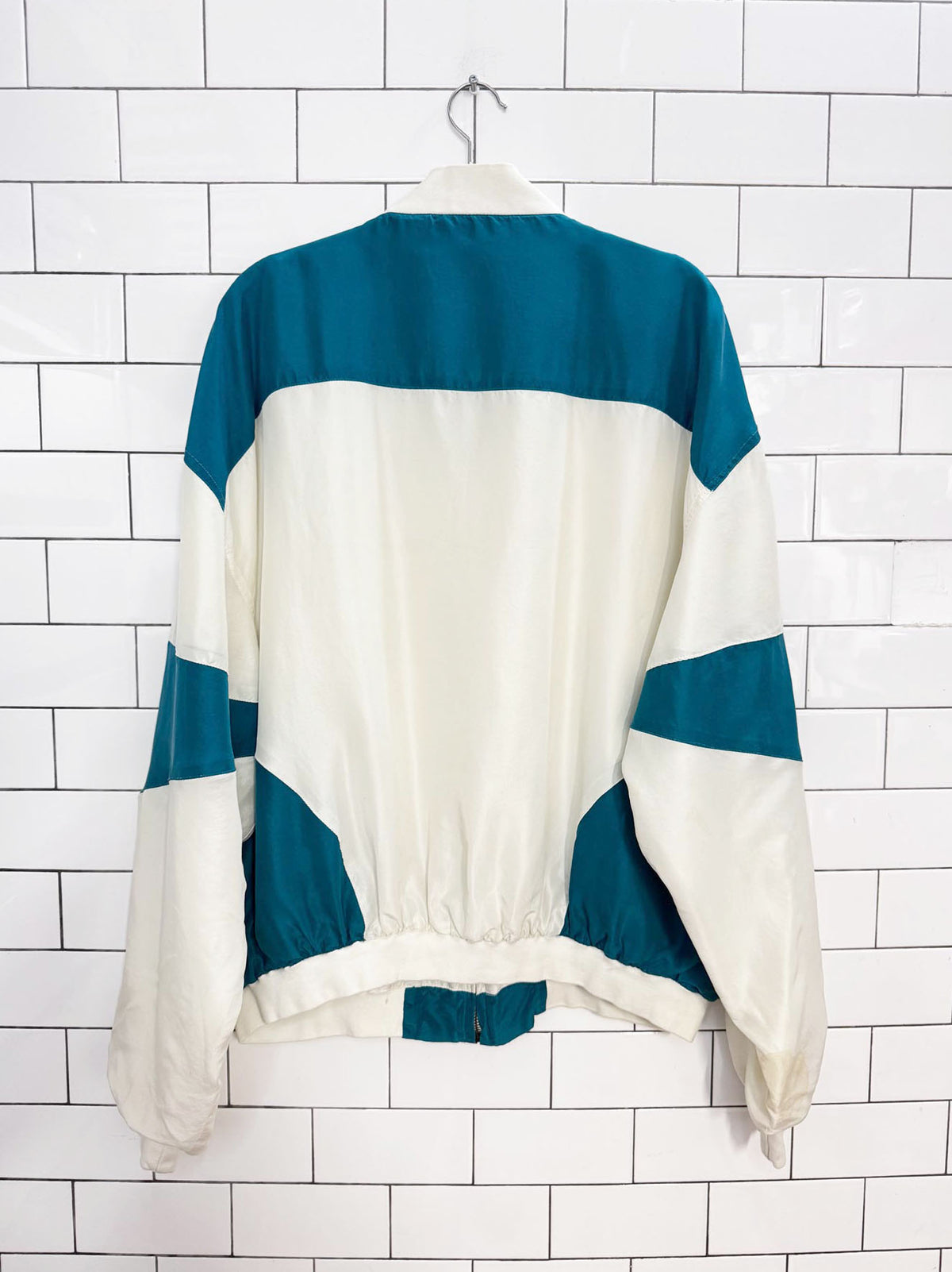 vintage 90s jameson whiskey 100% silk colour block bomber jacket