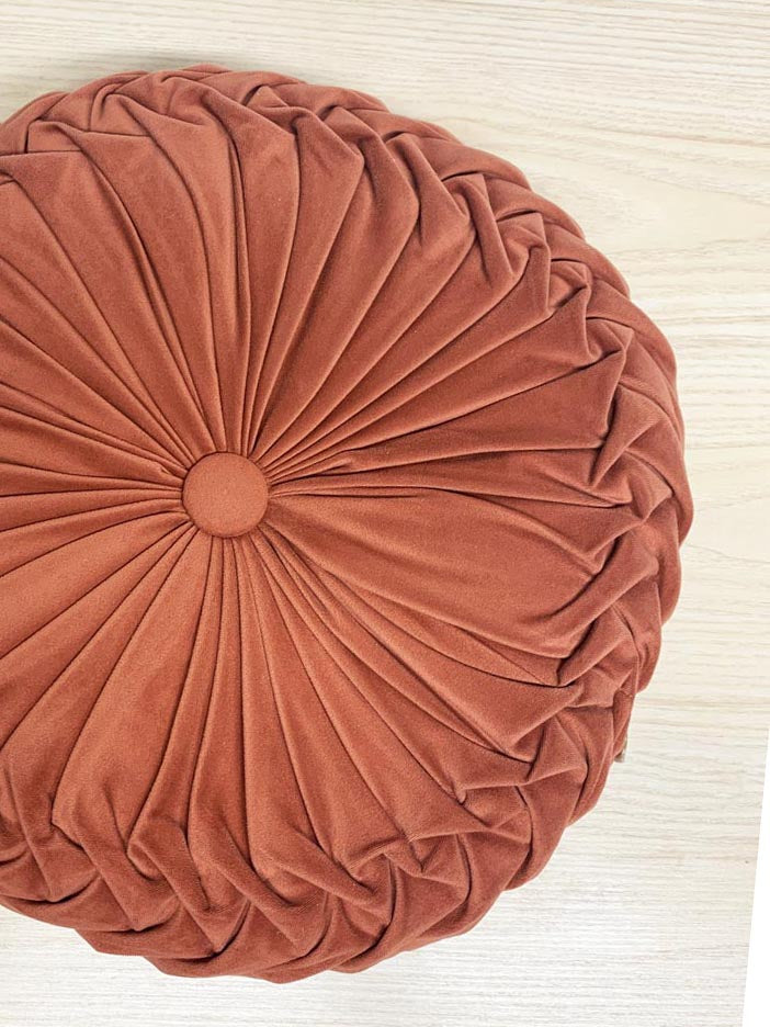 lillian august velvet round pleated throw pillow | floor cushion