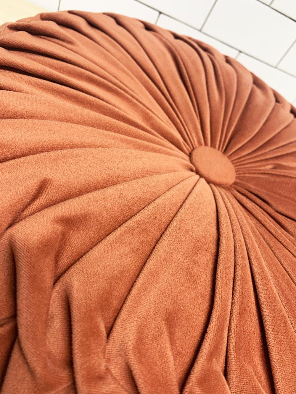 lillian august velvet round pleated throw pillow | floor cushion