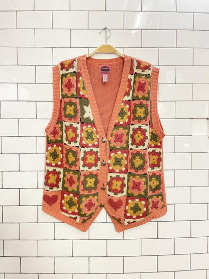vintage 90s linen - blend crochet knit vest | cambridge country store - good market thrift store