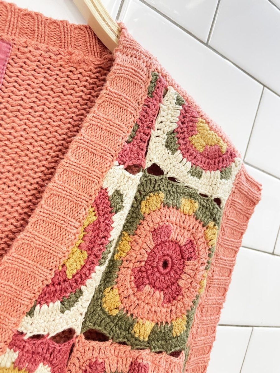 vintage 90s linen - blend crochet knit vest | cambridge country store - good market thrift store