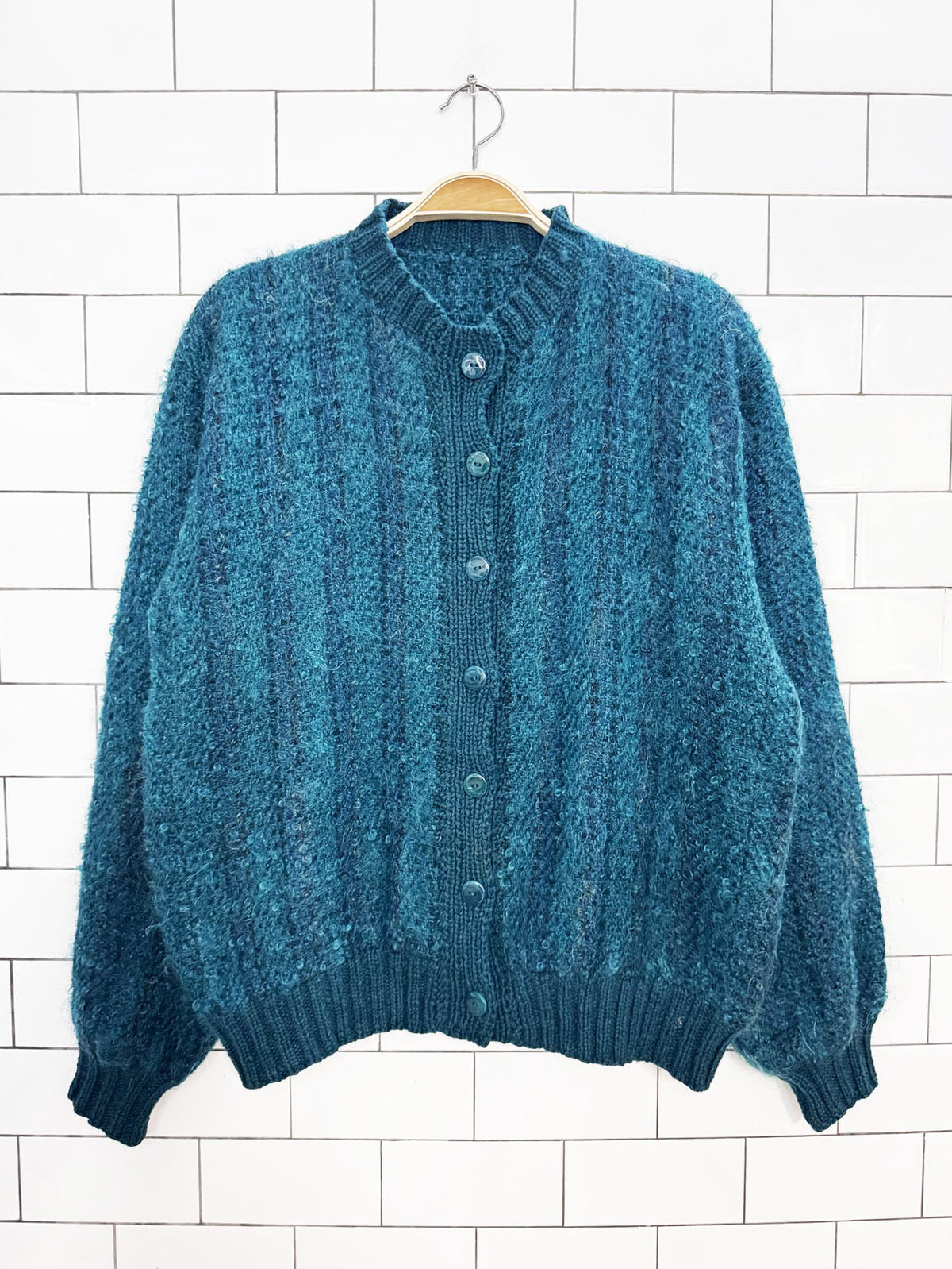 vintage handmade woven mohair cardigan sweater