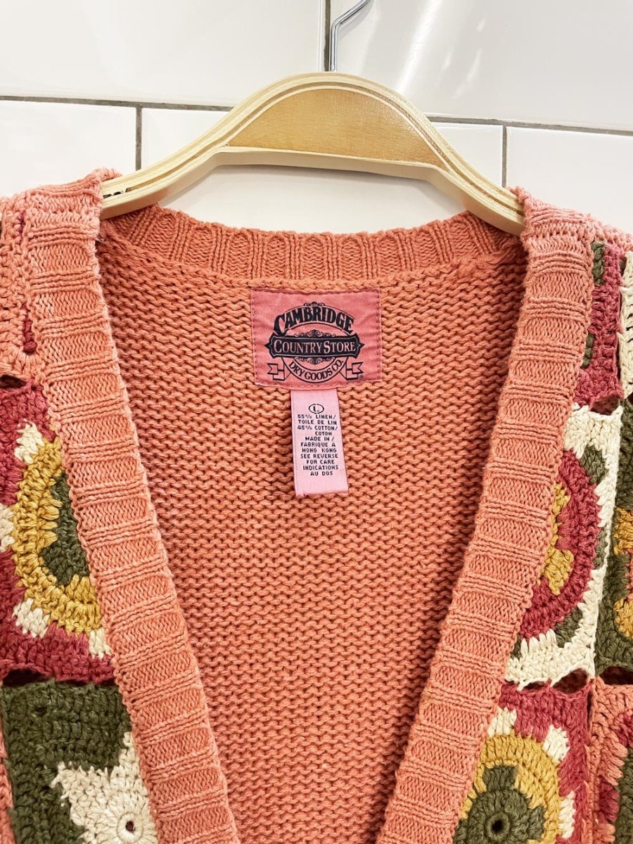 vintage 90s linen - blend crochet knit vest | cambridge country store - good market thrift store