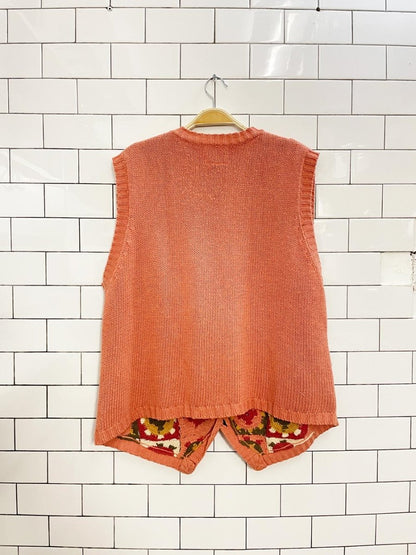 vintage 90s linen - blend crochet knit vest | cambridge country store - good market thrift store