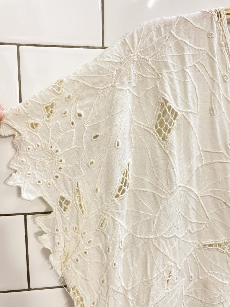 vintage 60s embroidered eyelet floral crop shirt - good market thrift store