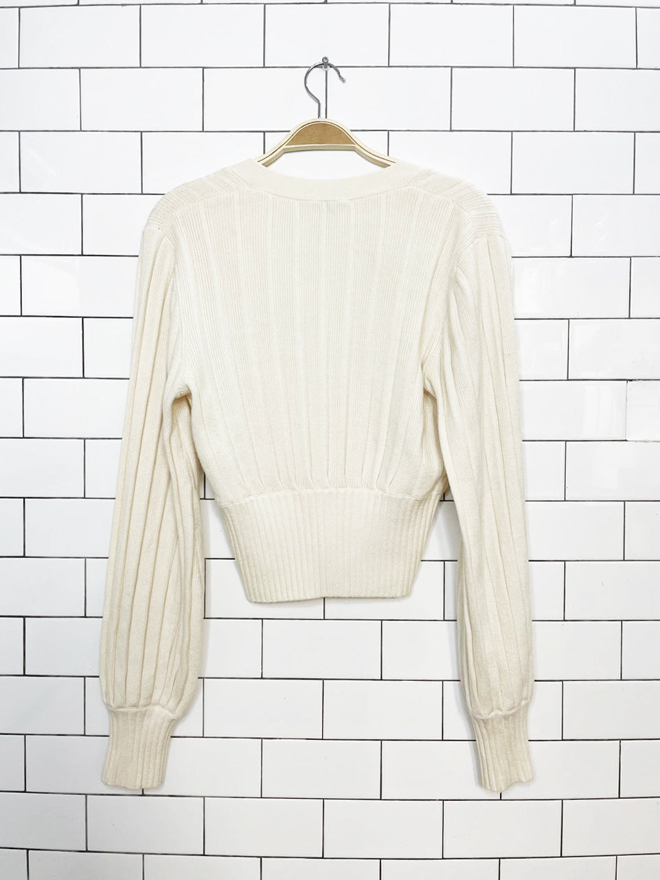 wilfred thais wool-blend balloon sleeve knit cardigan | aritzia