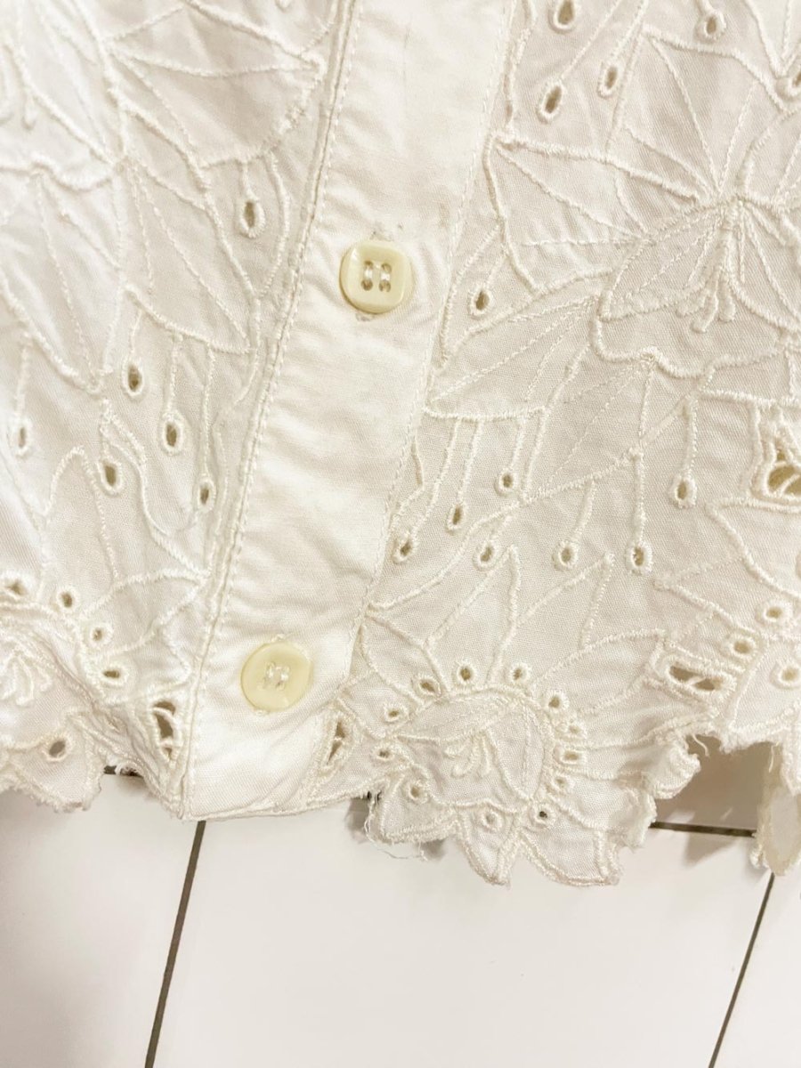 vintage 60s embroidered eyelet floral crop shirt - good market thrift store