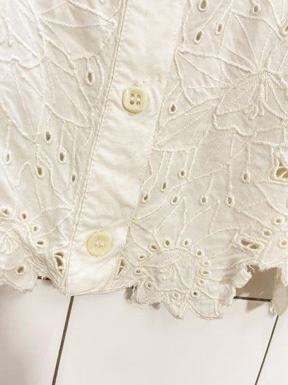 vintage 60s embroidered eyelet floral crop shirt - good market thrift store
