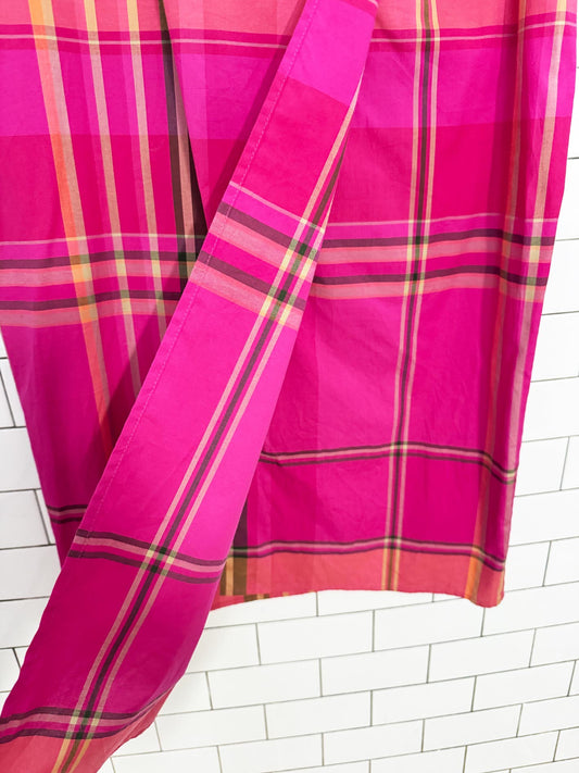 vintage 00s liz claiborne fuschia plaid wrap maxi skirt