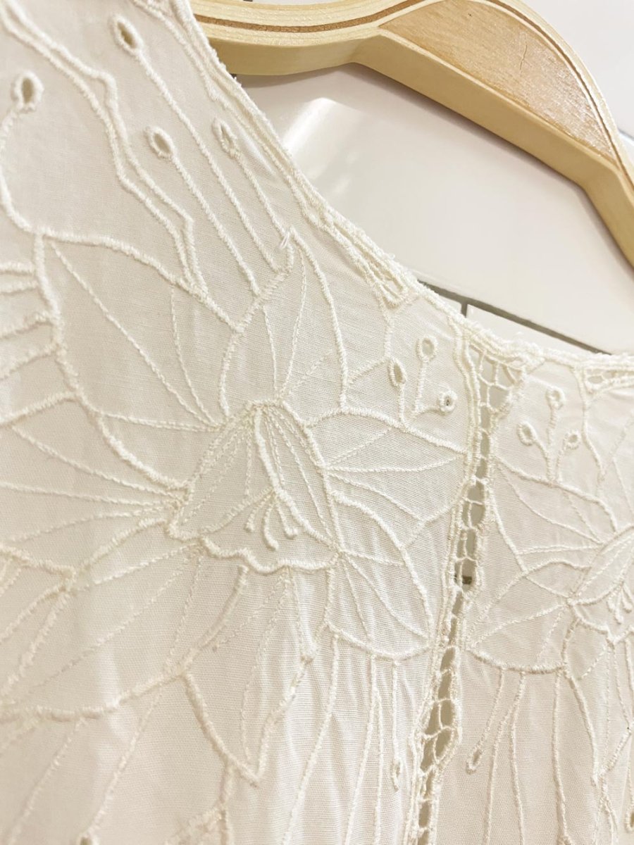 vintage 60s embroidered eyelet floral crop shirt - good market thrift store