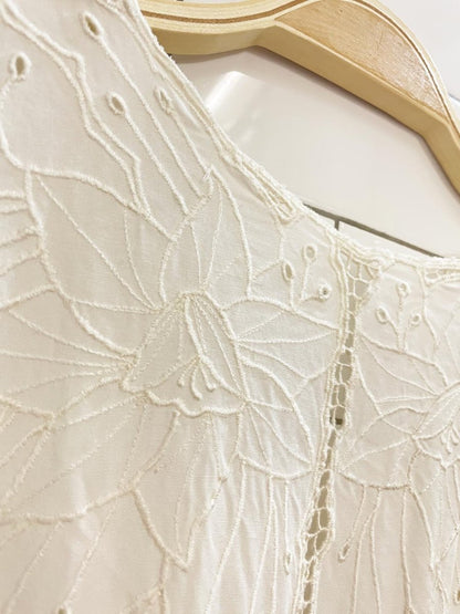 vintage 60s embroidered eyelet floral crop shirt - good market thrift store