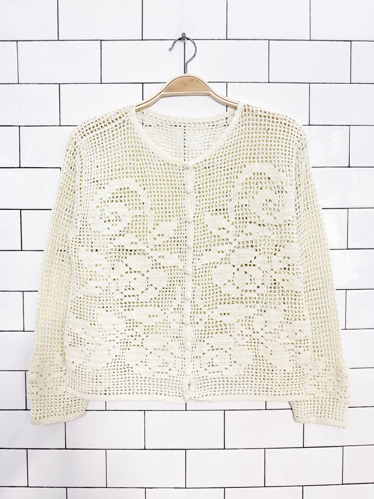floral crochet knit cardigan top