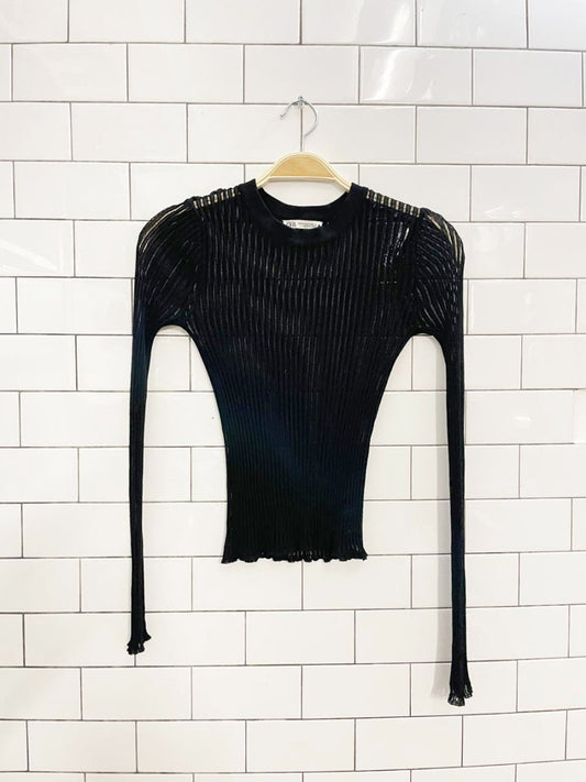 zara mesh knit long sleeve top - good market thrift store